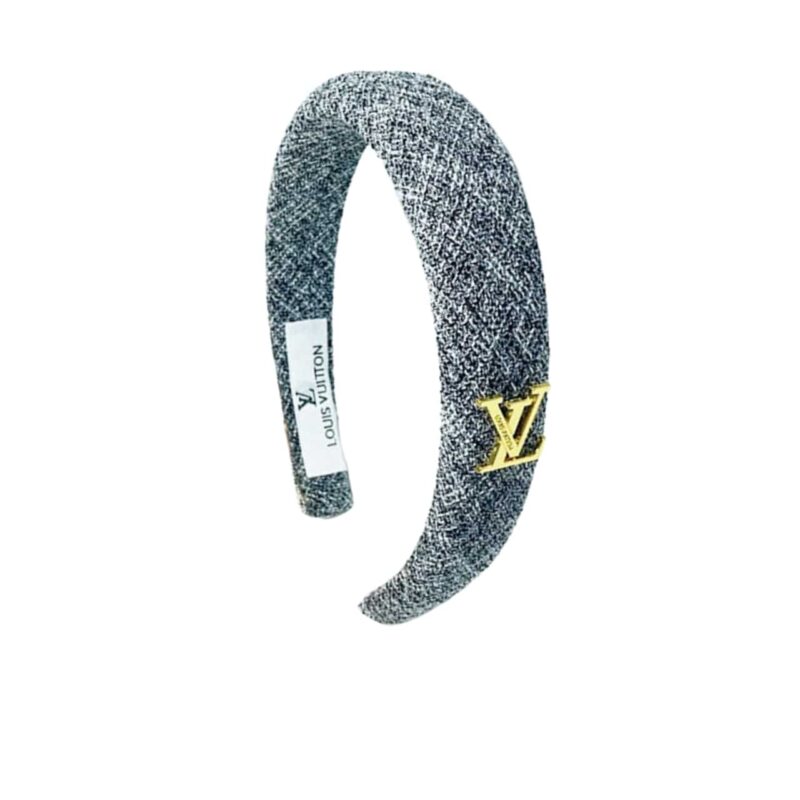 Louis Vuitton Lv Tweed Headband With Gold Hardware In Light Grey