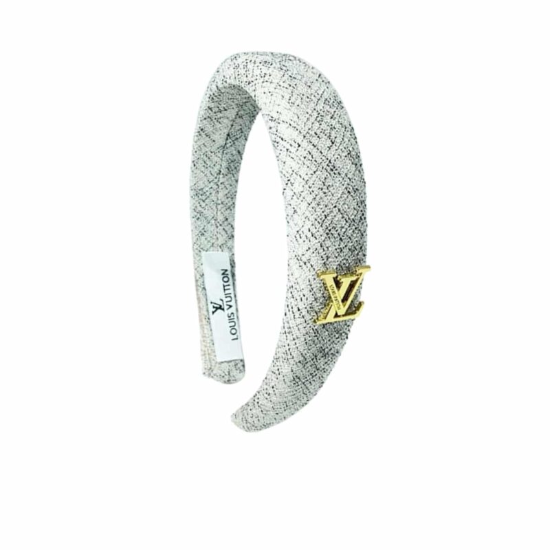 Louis Vuitton Lv Tweed Headband With Gold Hardware In White