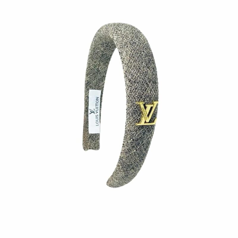 Louis Vuitton Lv Tweed Headband With Gold Hardware In Salt And Pepper