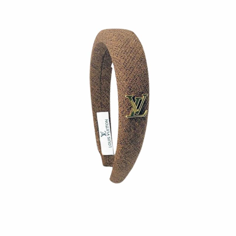 Louis Vuitton Lv Tweed Headband With Gold Hardware In Brown