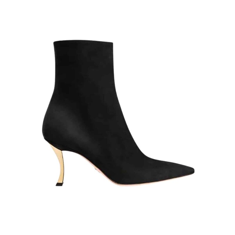 DIOR WOMEN D FAME HEELED ANKLE BOOT SUEDE BLACK