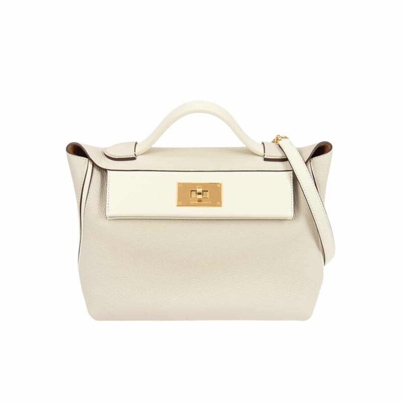 Hermès Kelly 24/24 Gold Hardware Evercolor Blanc 21Cm