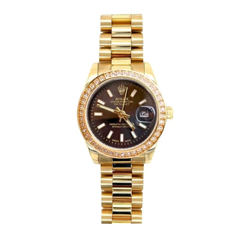 Rolex Lady Datejust Black Dial Yellow Gold 28Mm