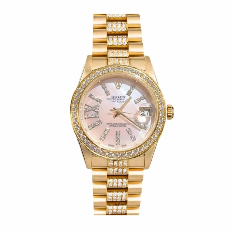 Rolex Datejust Diamond In Gold With Pinl Dial 31Mm