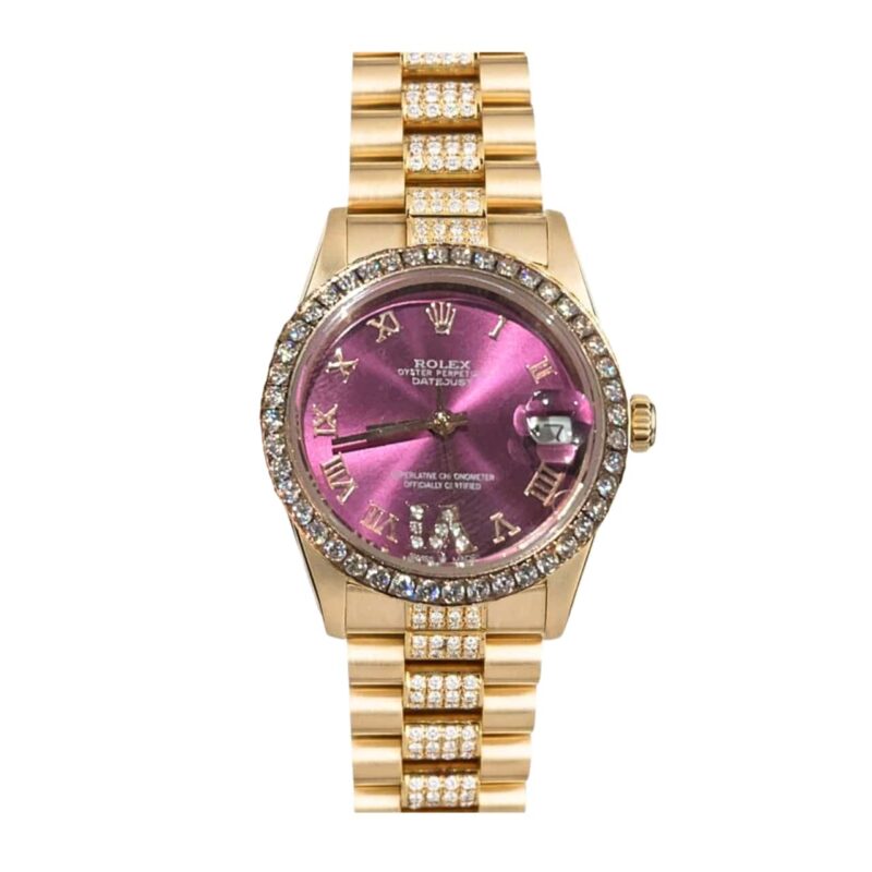 Rolex Datejust Diamond In Gold With Ice Purple Diamond 31Mm