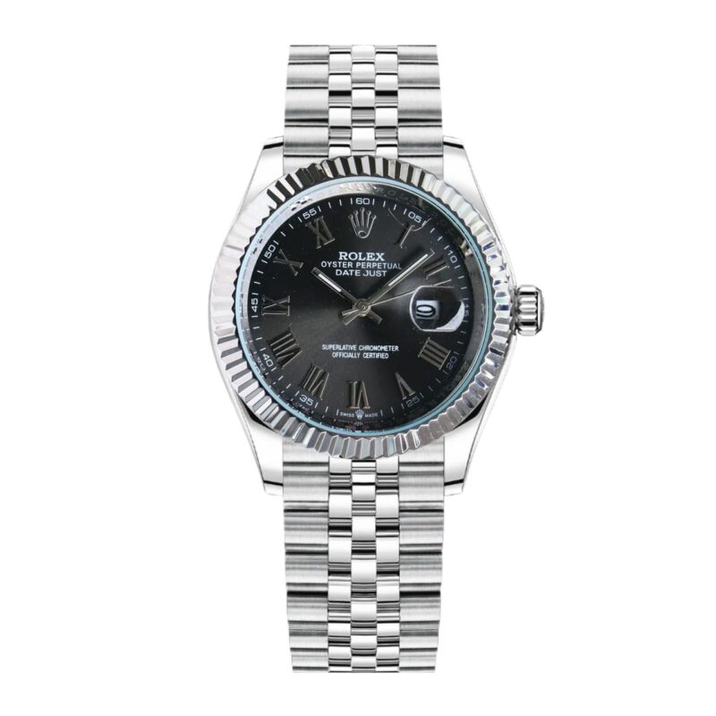 Rolex Datejust Roman Numeral Oystersteel And White Gold In Black 41Mm