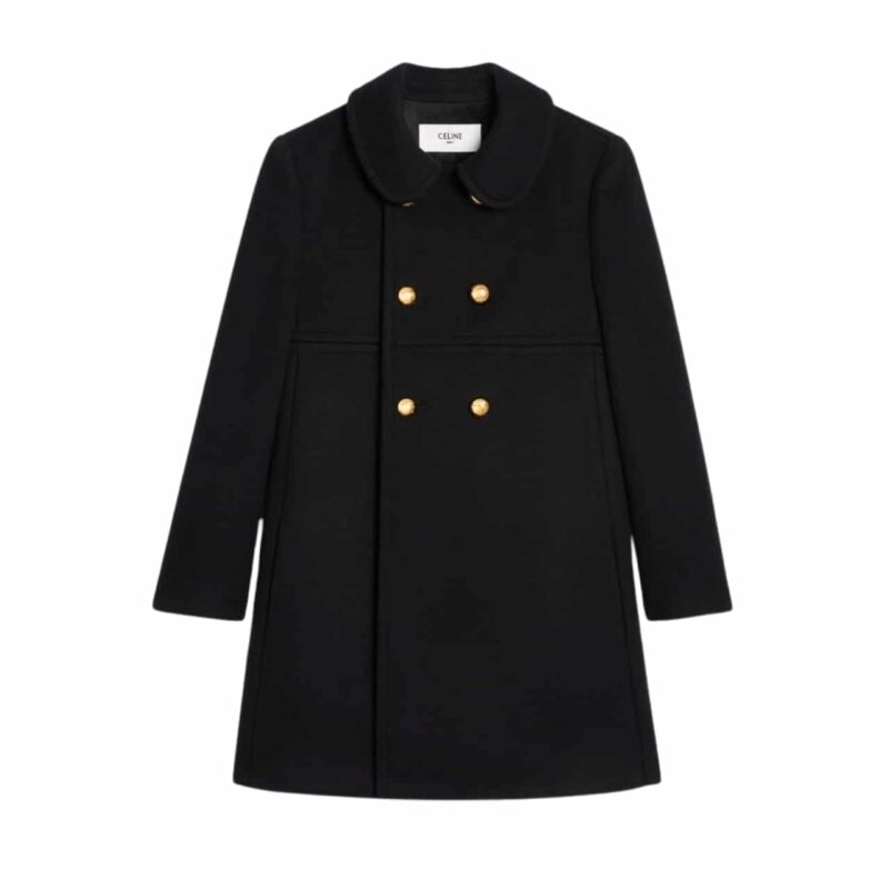 Celine Victorine Coat In In Double Faced Cashmere Black 2M94C6700 38No