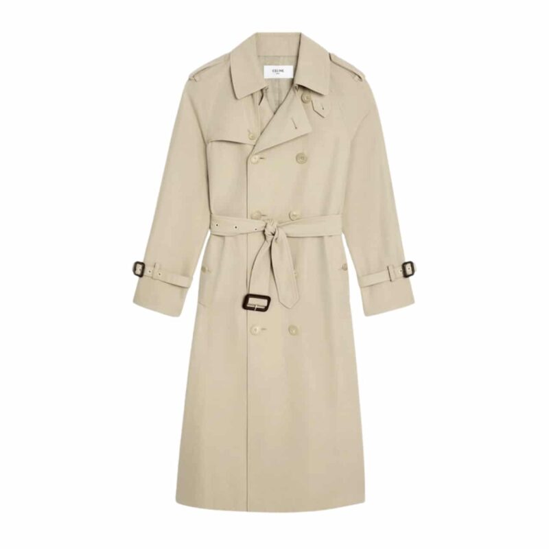 Celine Wiltern Trench Coat In Cotton Gabardine Beige 2M96A777S 01Tc