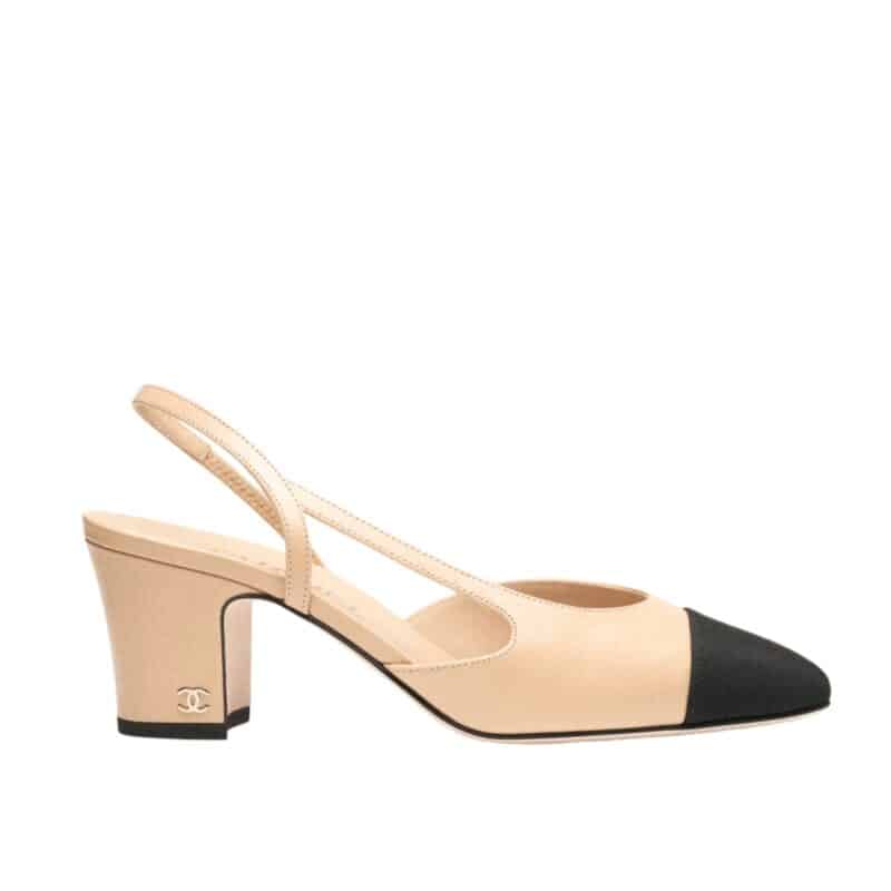 Chanel Slingbacks Grosgrain Beige And Black G31318 Y50006 C8378