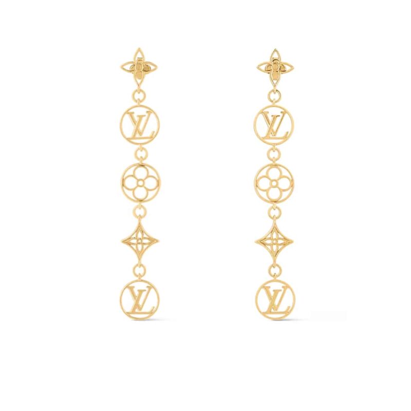 Louis Vuitton Lv Lace Earrings Gold M01072