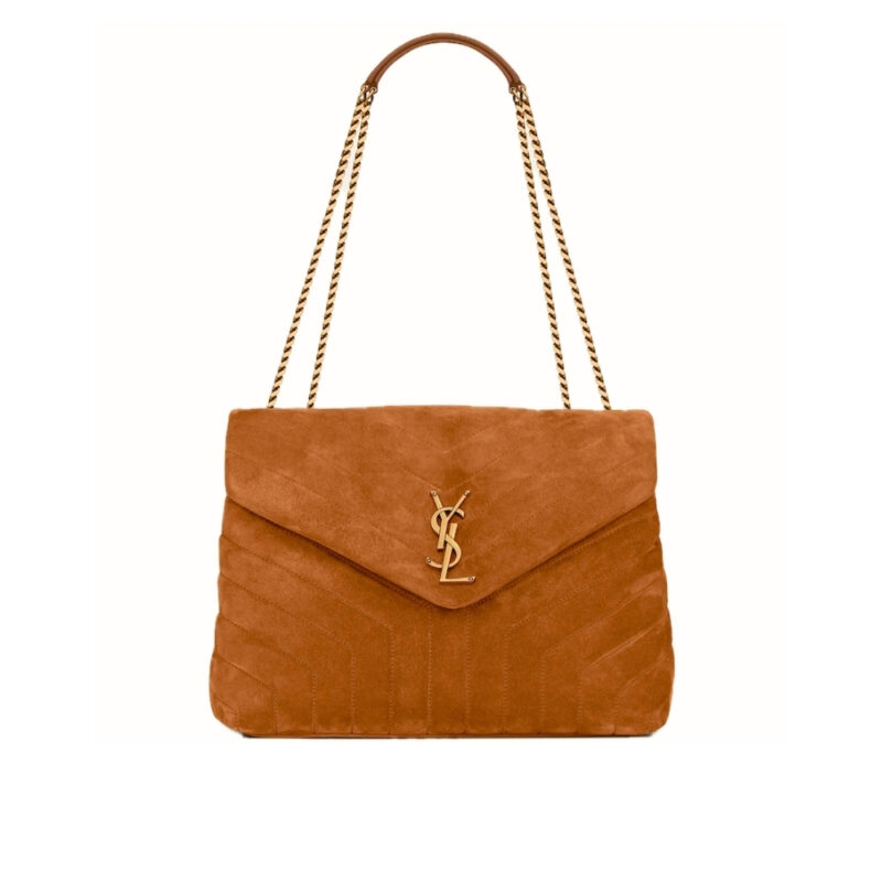 Saint Laurent Loulou Medium In Suede Cinnamon Brown 31Cm 5749461U8C77761