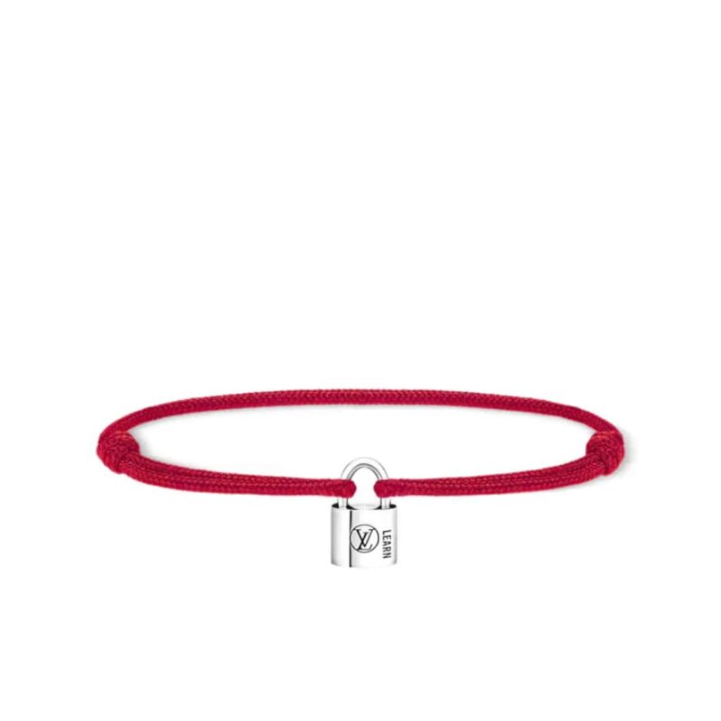 Louis Vuitton Silver Lockit Bracelet Red Qa5078