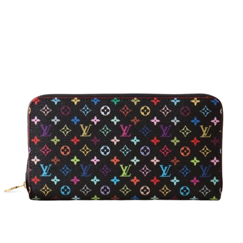 Louis Vuitton X Takashi Murakami Zippy Wallet Black Multicolored 19Cm