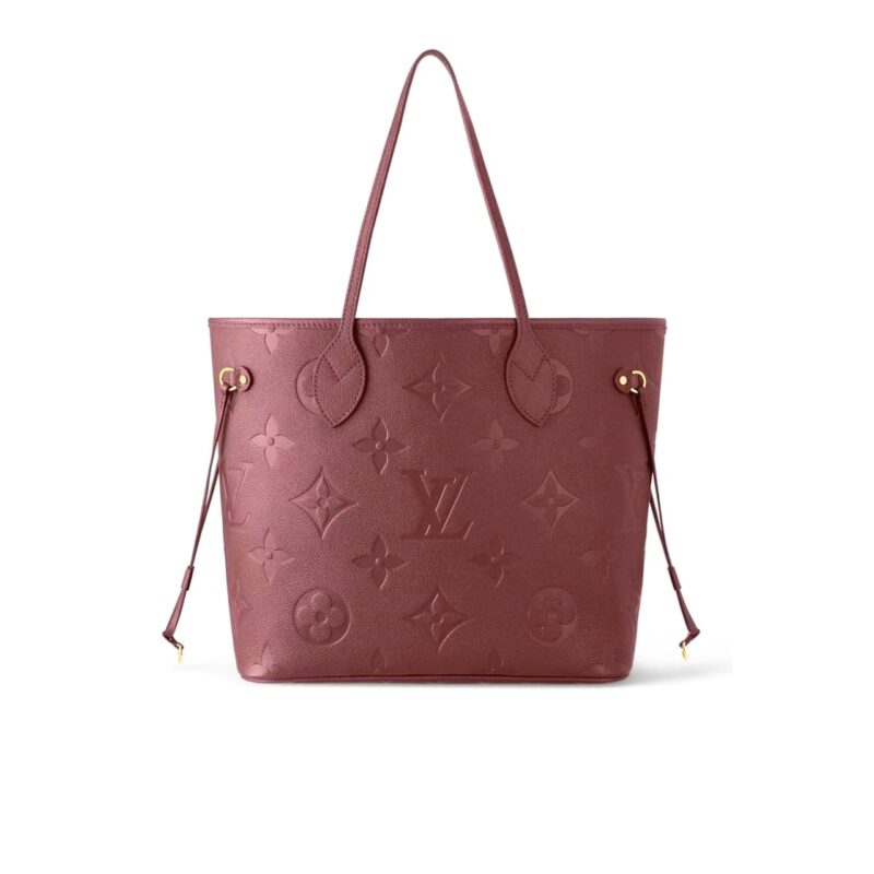 Louis Vuitton Neverfull MM Monogram Empreinte Bag Wine Red 32Cm