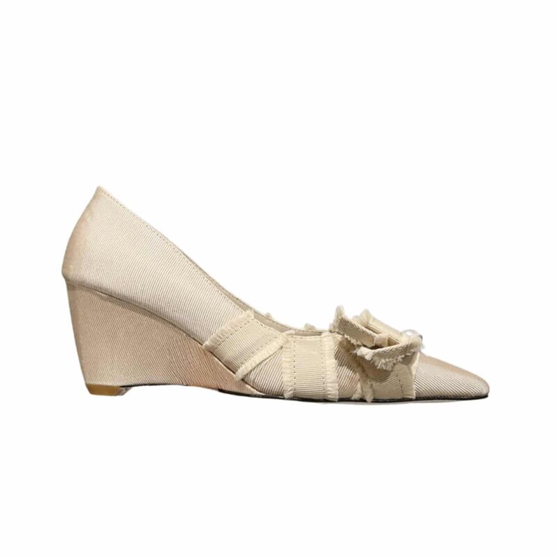 DIOR ADIORABLE PUMPS FRINGED GROSGRAIN IN BEIGE