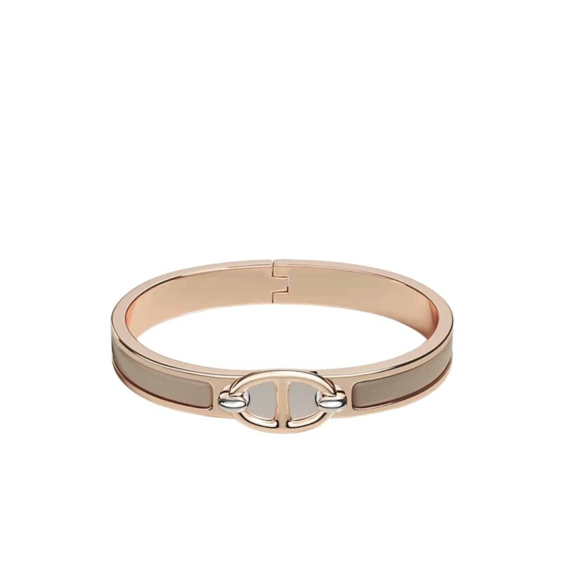 Hermes Mini Clic Anchor Chain Bracelet Rose Gold Tone With Grey H209000Fo19Pm