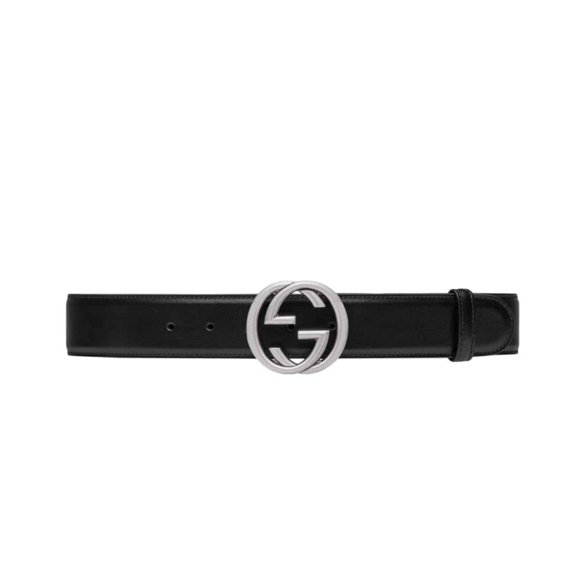 Gucci Belt With Interlocking G Buckle Black Leather 774153 0Ya0X 1000