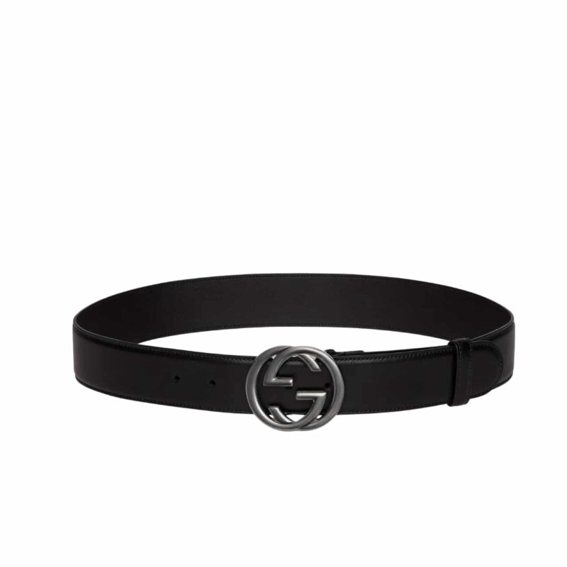 Gucci Belt With Interlocking G Buckle Black Leather 774153 0Ya0V 1000
