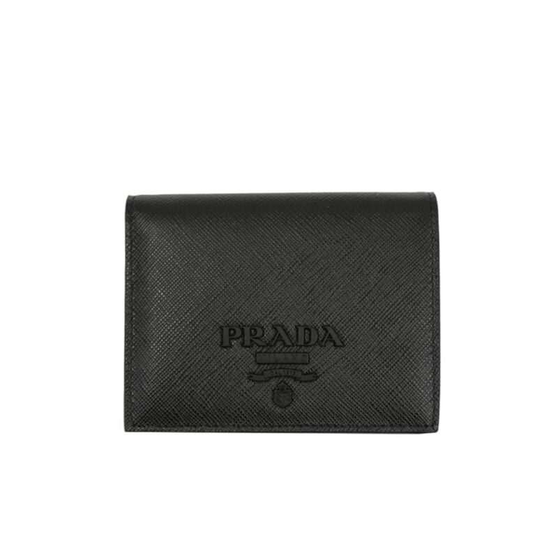 Prada Bifold Saffiano Leather Wallet Black 11Cm