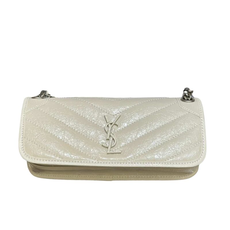 Saint Laurent Mini Matelasse Monogram Niki Bag White 26Cm