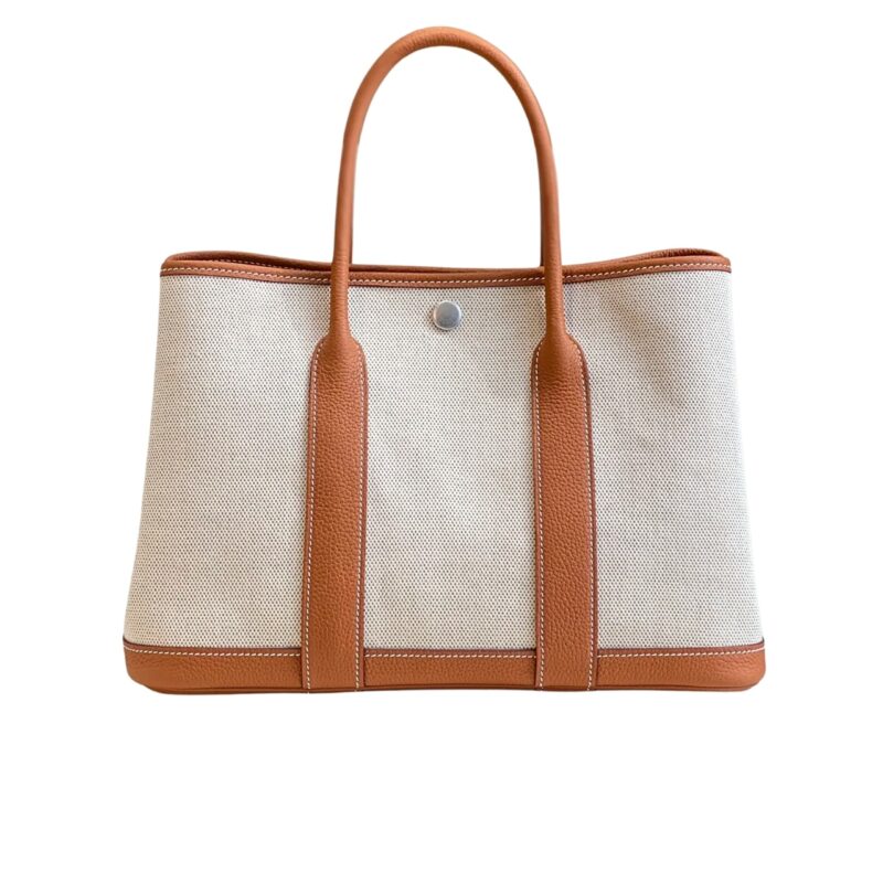 Hermes Garden Party 30 Handbag Canvas Orange 30Cm