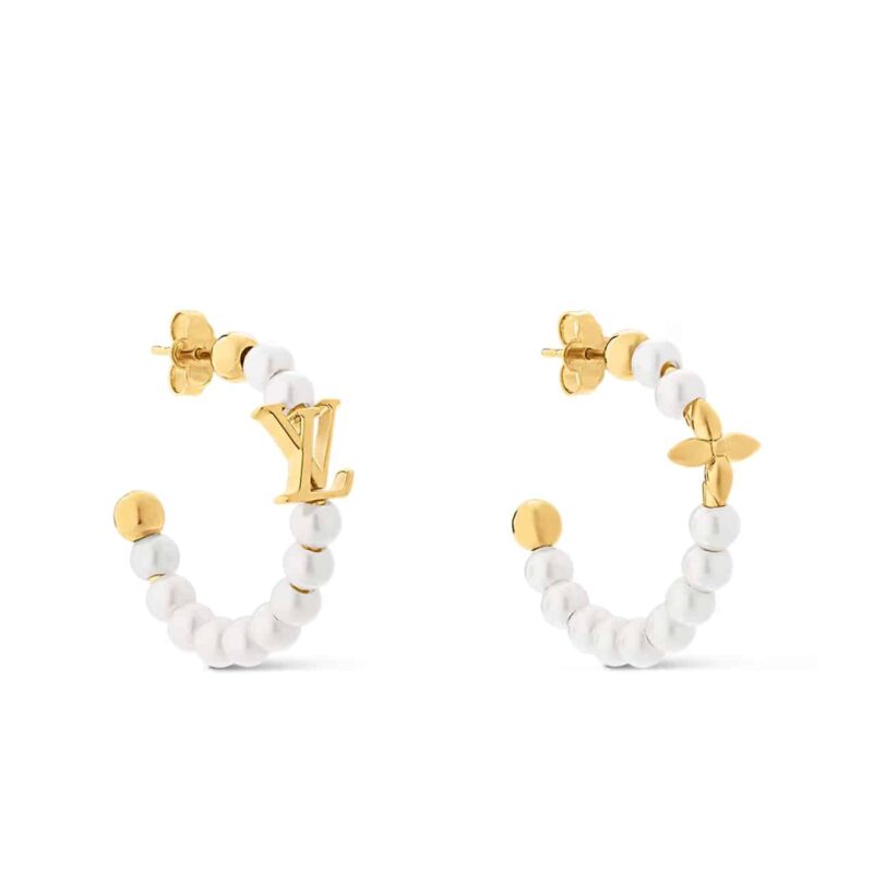 Louis Vuitton My Lv Pearl Earrings Gold M01988