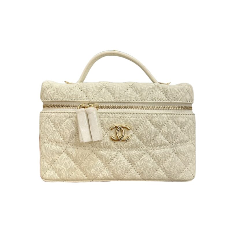 Chanel Long Vanity With Chain White 19Cm