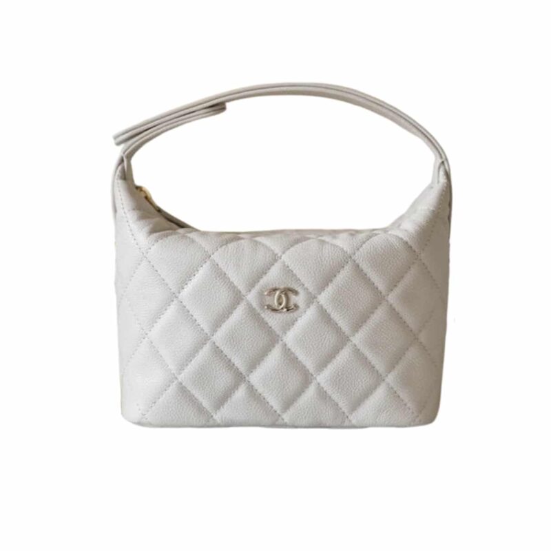 Chanel 25C Hobo Bag Caviar White 17Cm