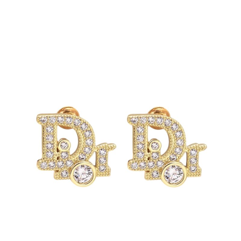 DIOR STUD EARRINGS WITH CRYSTAL IN GOLD