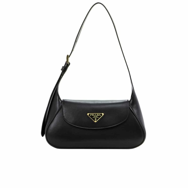 Prada Triangle Logo Shoulder Bag Black 24Cm