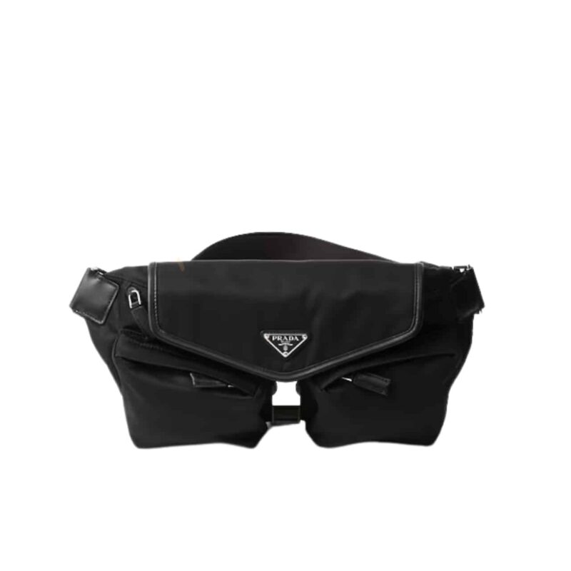 Prada Re Nylon And Leather Shoulder Bag Black 28Cm 2Vh174 2Dw3 F0002 V Ooo