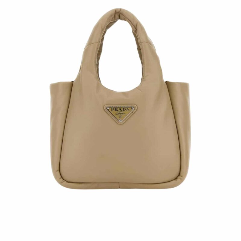 Prada Padded Soft Leather Bag Desert Beige 19Cm 1Ba359 2Dyi F0F24 V Ovo