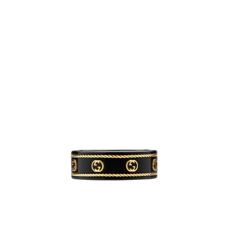 Gucci Icon Ring With Yellow Gold Interlocking G 606826 I0H11 8029