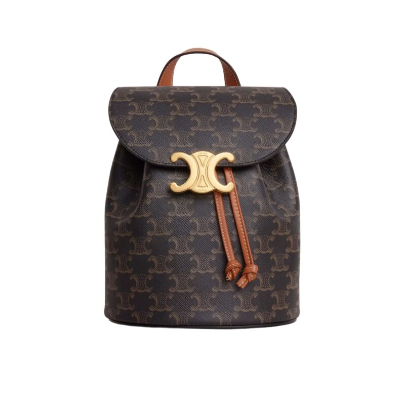 Celine Backpack Celine Bonnie In Triomphe Canvas Tan 25Cm 118702Cas 04Lu