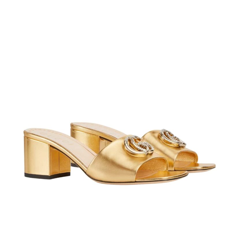 Gucci Nojum Women'S Slide Sandal Metallic Gold ‎817257 B8B00 8024
