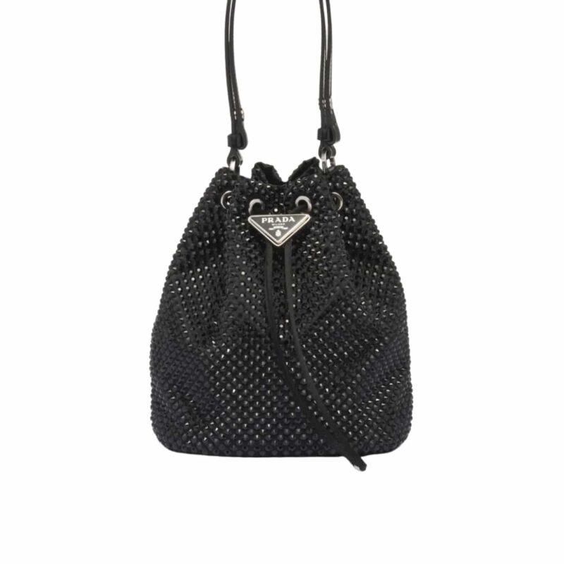 Prada Satin Mini Bag With Crystals Black 15Cm