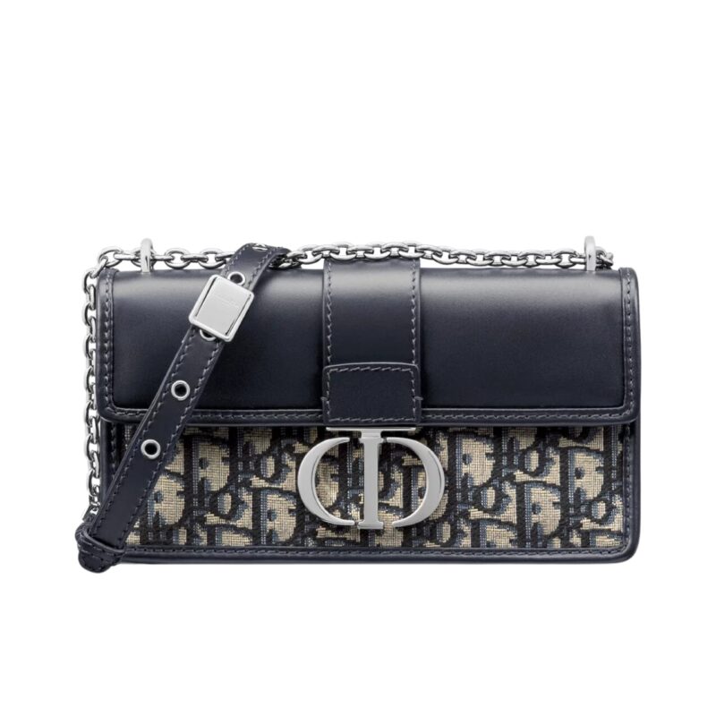 DIOR 30 MONTAIGNE EAST WEST BAG WITH SILVER CHAIN BLUE 21CM M9334PDDS M928