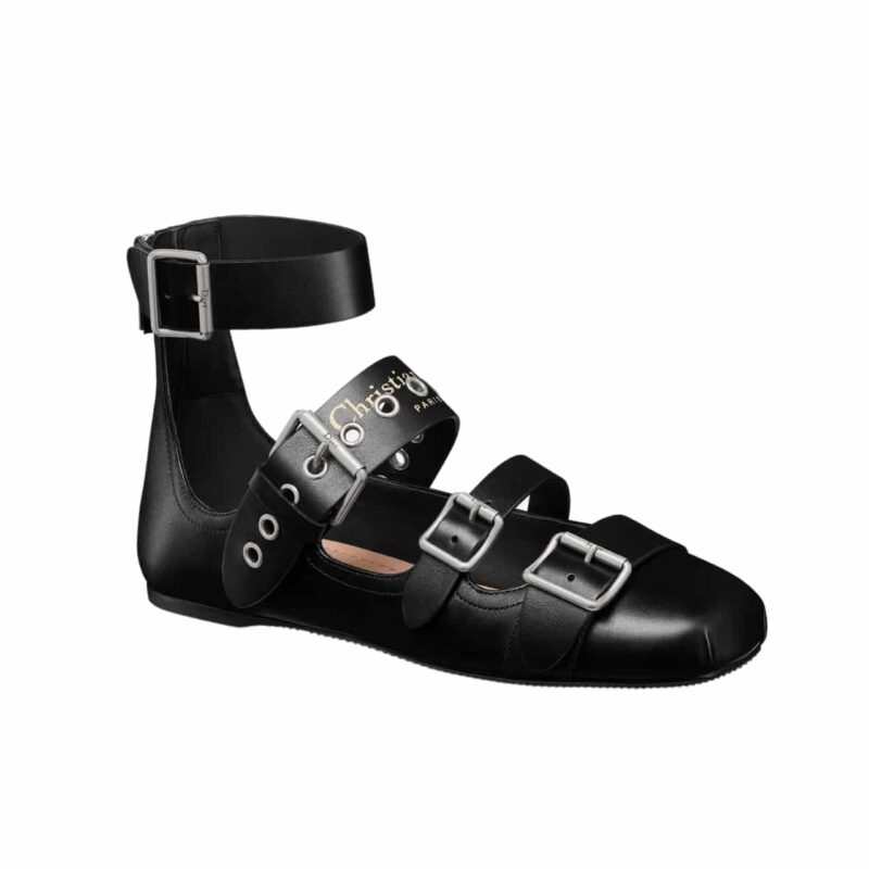 DIOR PUNK BALLET FLAT SUPPLE LEATHER BLACK KCB947VSO S900