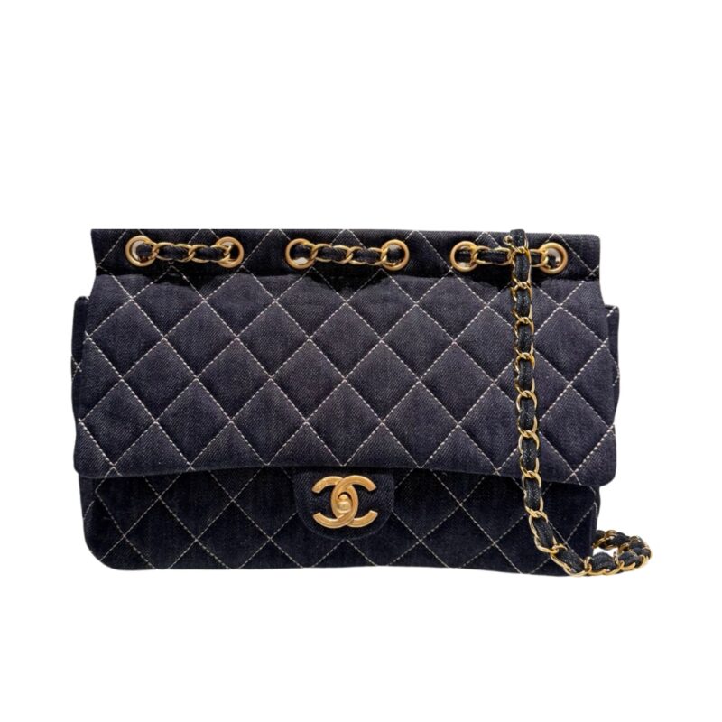 Chanel Classic Flap Bag In Denim Dark Blue 30Cm