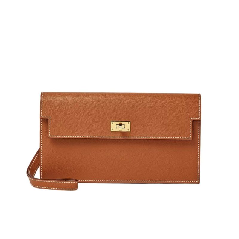 Hermes Kelly Pocket Long Wallet In Gold 19Cm H084940Ck37