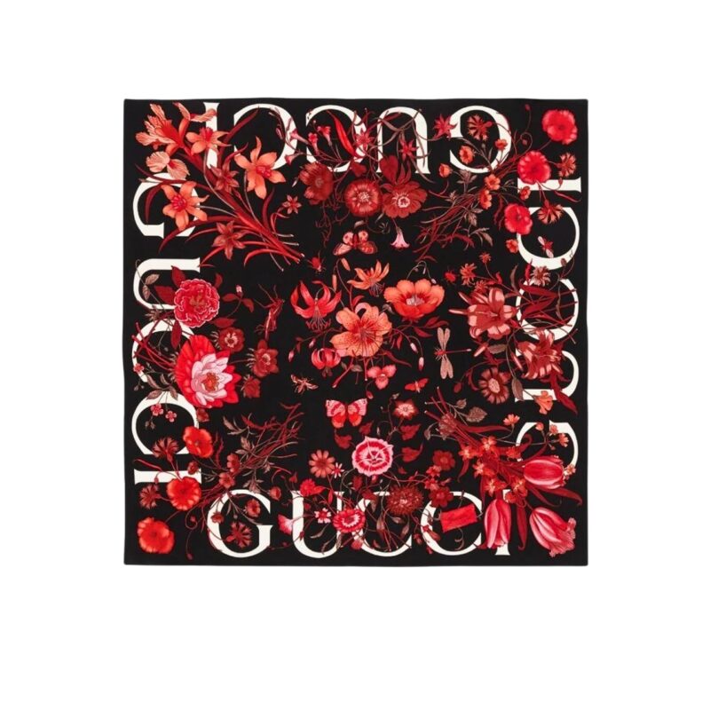 Gucci Women'S Floral Print Silk Carré Square In Red 90Cm