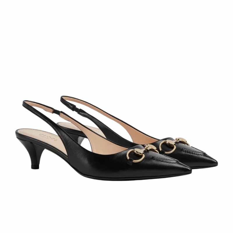 Gucci Women'S Horsebit Slingback Pump Black 782407 Dmbt0 1000