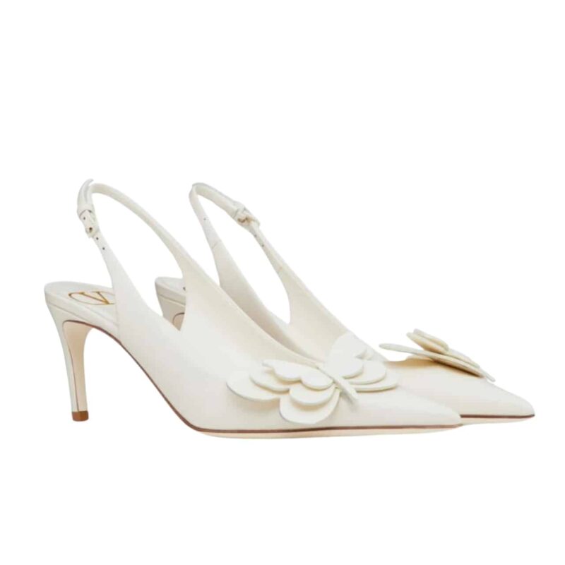Valentino Garavani Papier Phalène Slingback Pumps White