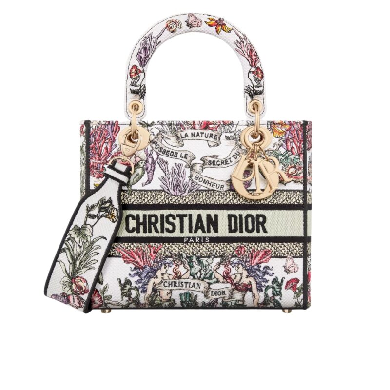 DIOR LADY D LITE BAG CABINET DE LA MER MOTIF WHITE 24CM M0565OEDS M941