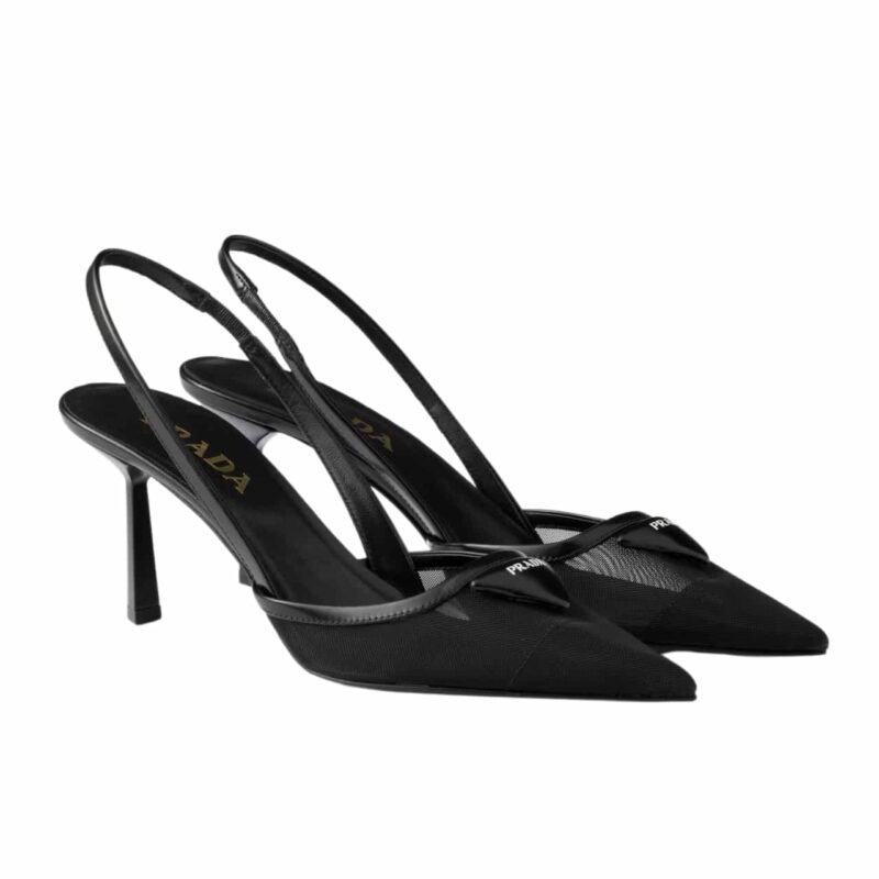 Prada Mesh Fabric Slingback Pumps Black 1I891N 099 F0002 F 075