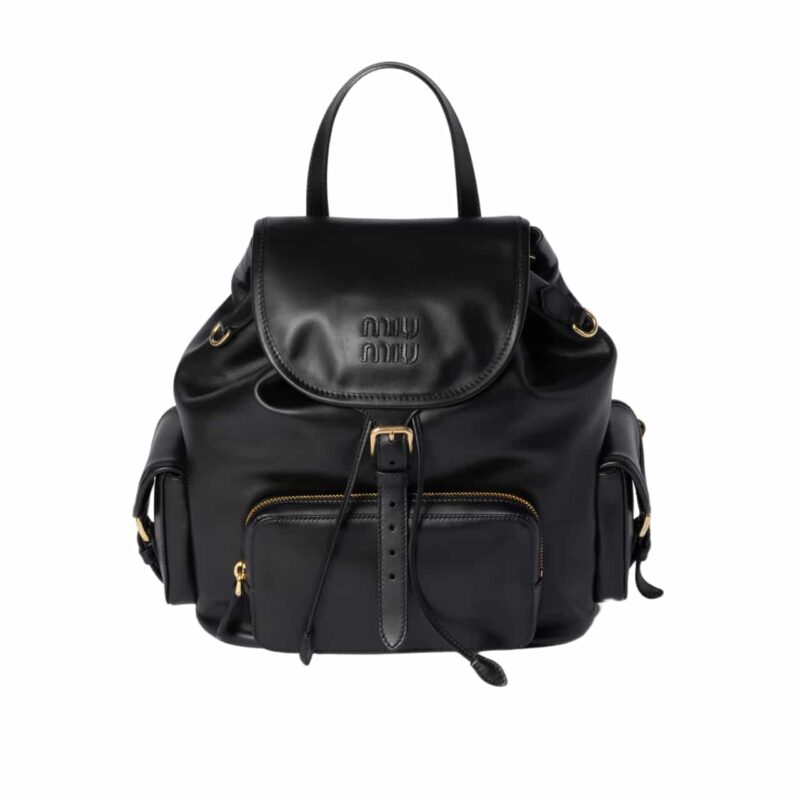 Miumiu Leather Backpack Black 27Cm 5Bz042 2Crw F0002 V Ooo
