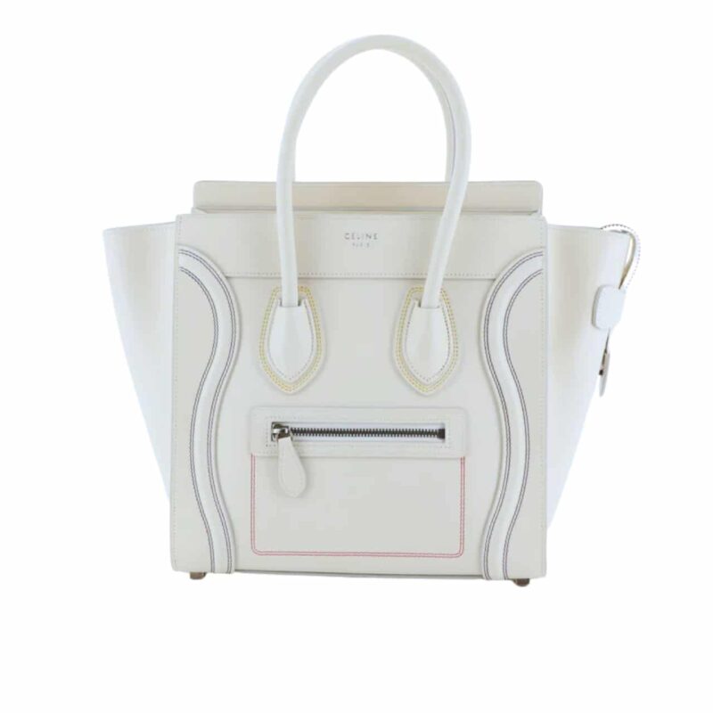 Celine Nano Luggage Bag In Drummed White 26Cm