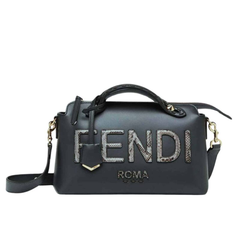 Fendi By The Way Medium Boston Bag Elaphe Black 28Cm