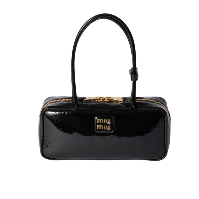 Miumiu Beau Naplak Patent Leather Bag Black 28Cm 5Bb173 Adnt F0002 V Olo
