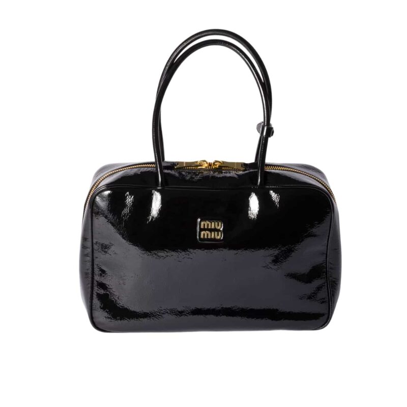 Miumiu Beau Naplak Patent Leather Bag Black 35Cm 5Bb117 Adnt F0002 V Mln